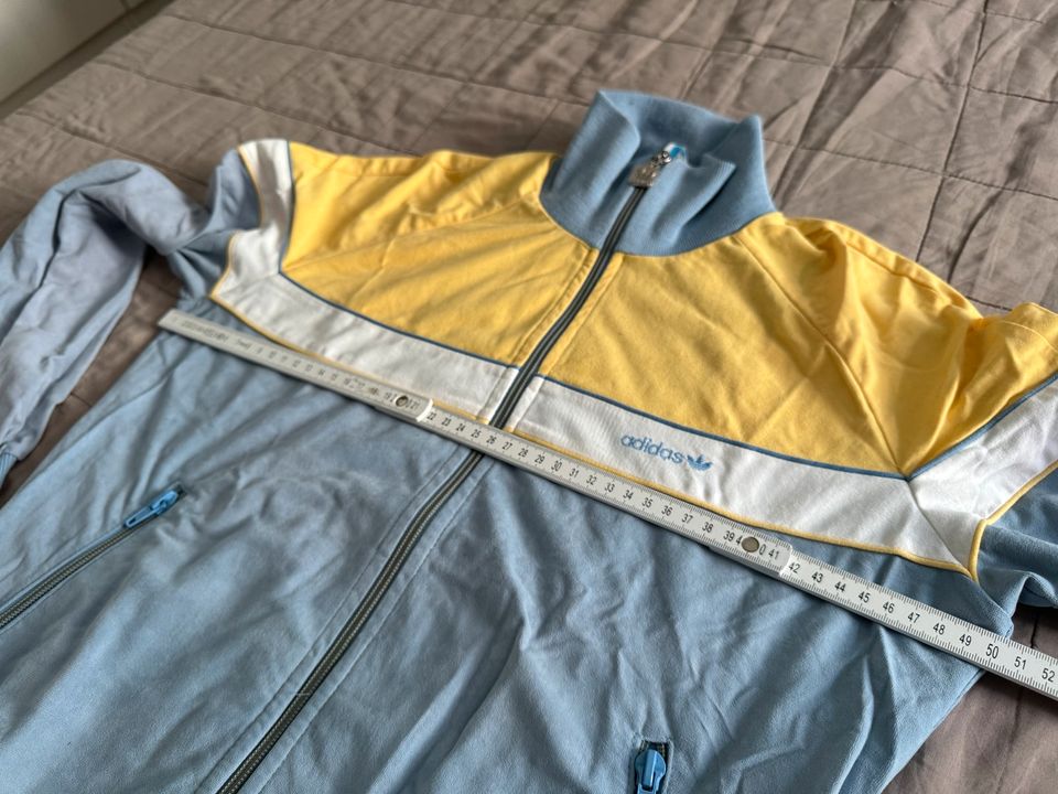 Adidas Vintage Velour Track Top Gr S Blau/Gelb Made in West DE in München