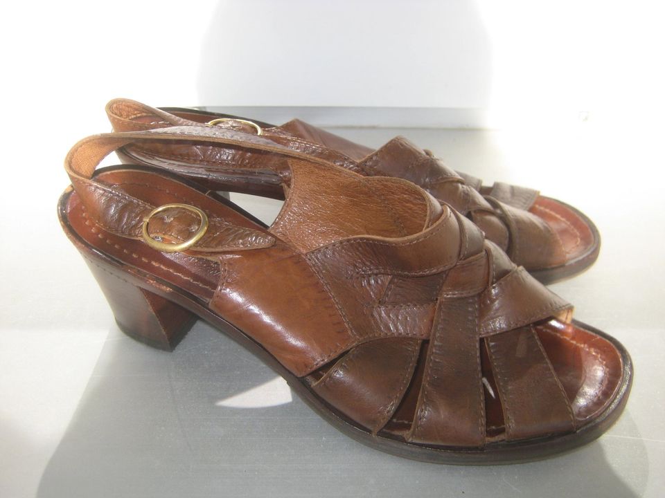 Vintage retro Sandale Pumps Roman Shoes 80er echt Leder Gr. 38 in Berlin