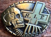 Skelett Totenkopf Gürtelschnalle R.I.P. Buckle Kreuz Baden-Württemberg - Bopfingen Vorschau