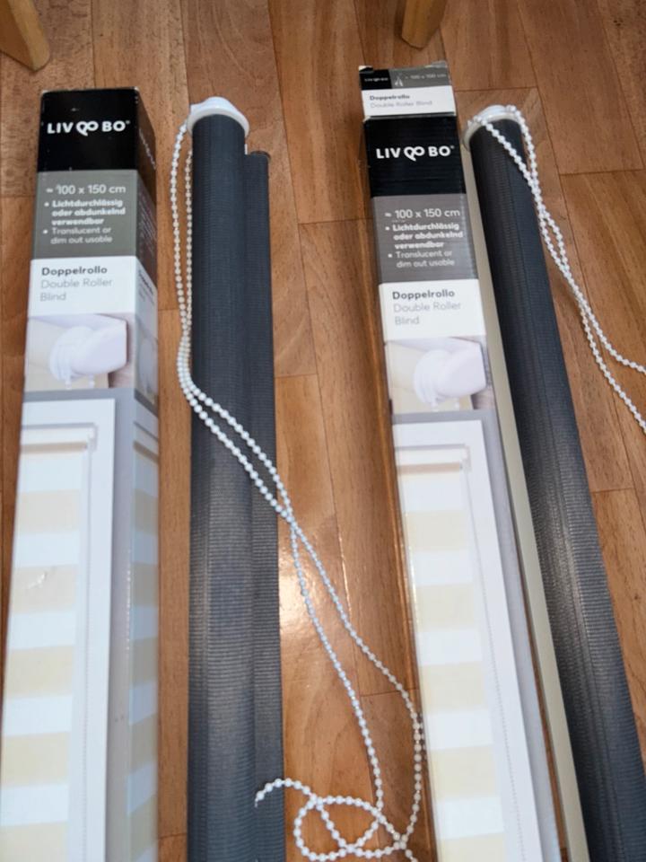 Doppelrollo 100x150 cm Duo Rollo Klemmfix ohne Bohren GRAU- NEU in Asperg