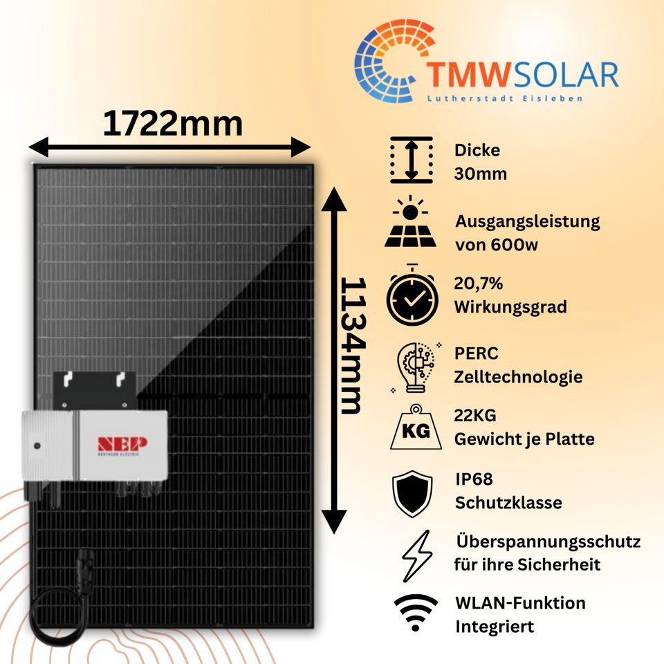 Balkonkraftwerk 810W/600W Photovoltaik Solaranlage Fullblack WIFI in Allstedt