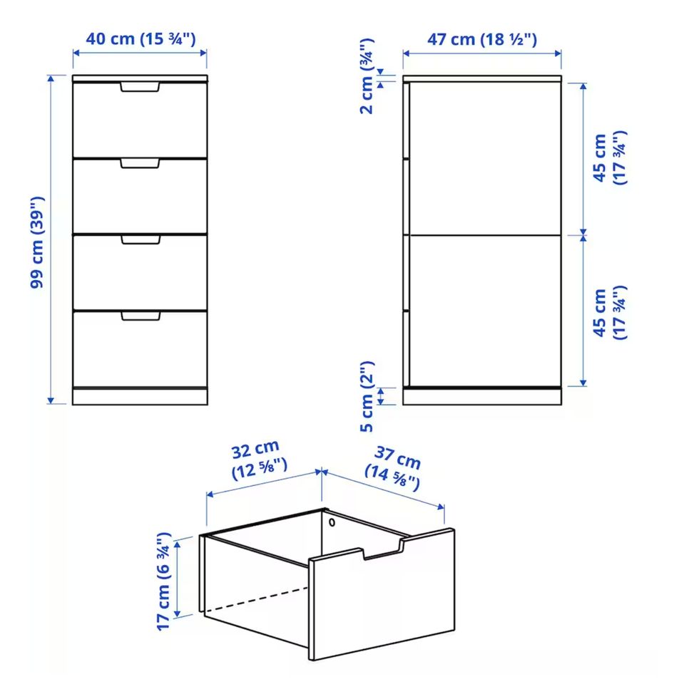 IKEA NORDLI - Kommode mit 4 Schubladen, weiß, 40x99 cm in Offenburg