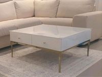 Couchtisch BHT 80x40x80cm Glas Weiß Gold Stuttgart - Stuttgart-West Vorschau