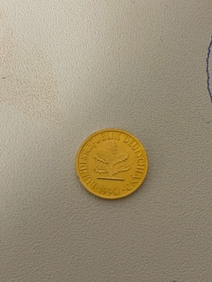 1 Pfennig vergoldet 1990 in Hamburg