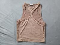 Top Tanktop mesh beige nude cropped cut outs XS Bershka Niedersachsen - Lachendorf Vorschau