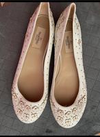 Neu Valentino Gravani Made In Italy  Ballerina Weiß Blumen Gr. 36 West - Nied Vorschau