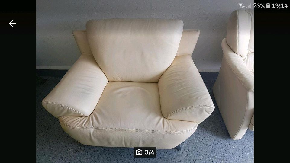 Original Himolla Leder Couch Sitzgarnitur aus Echtleder weiß in Waldkirchen