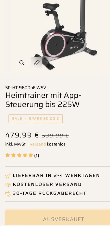 Sport Plus Heimtrainer mit App-Steuerung bis 225W in Mörfelden-Walldorf