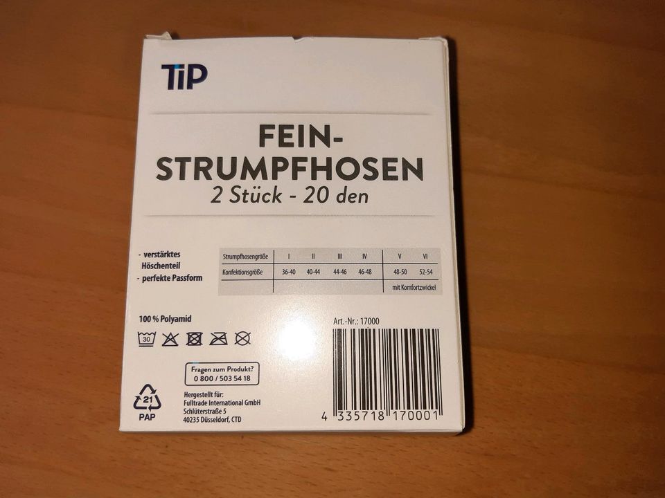 TiP,Strumpfhose,fein,20den,1 Stück,schwarz,Gr.52-54,NEU OVP in Erkrath