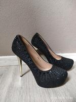 High Heels Schwarz Gold Strass Glitzer  41 Bayern - Burgkunstadt Vorschau