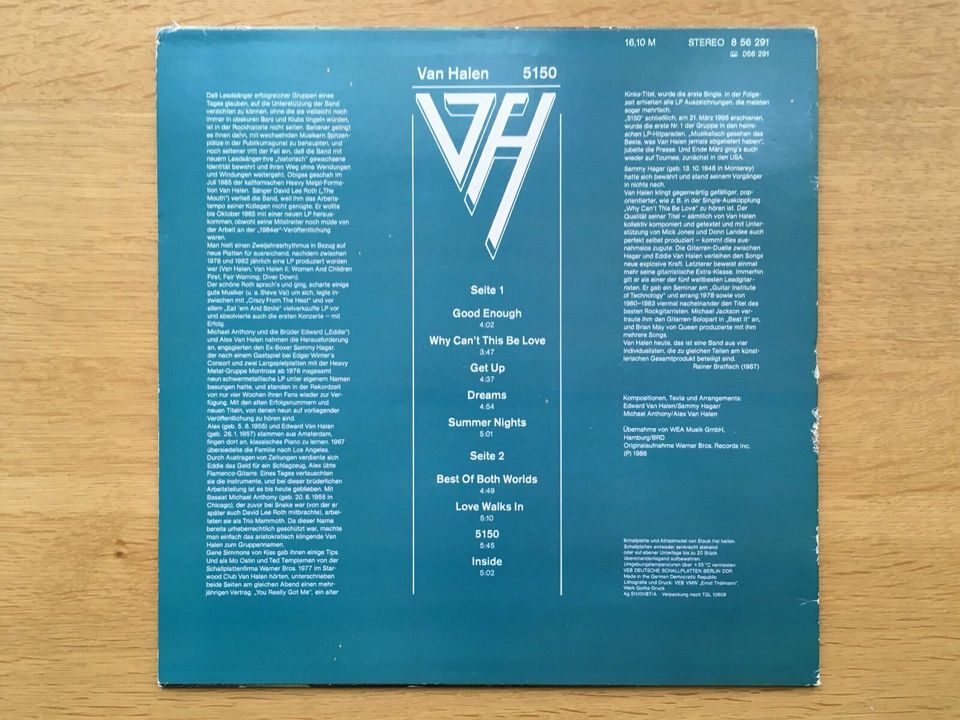 Schallplatte von Van Halen " 5150 " - DDR Ausgabe von 1987 in Leipzig