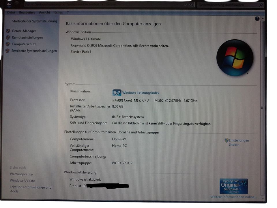 Laptop Medion Akoya P8614 / Windows7 Ultimate / 256GB SSD in Steinbach-Hallenberg (Thüringer W)