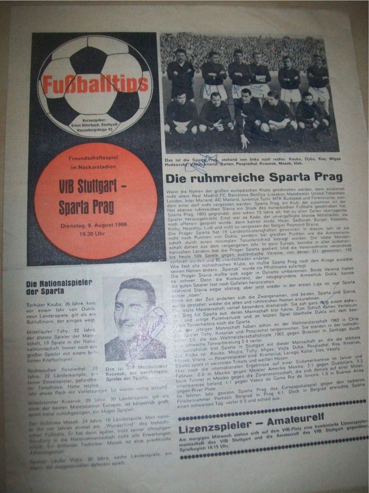 Stadionzeitung VfB Stuttgart - Sparta Prag vom 9. August 1966 in Stuttgart  - Bad Cannstatt | eBay Kleinanzeigen ist jetzt Kleinanzeigen