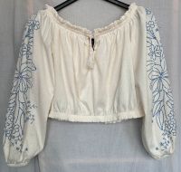 Bluse Off Shoulder Schulterfrei Creme Blau Muster Blumen Boho S München - Au-Haidhausen Vorschau