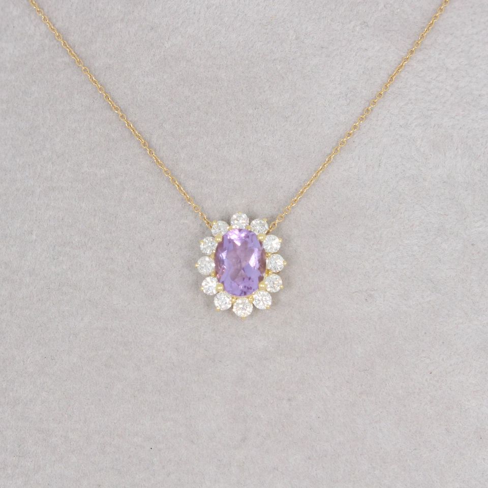 WERT 1690 € BRILLANT AMETHYST ANHÄNGER KETTE 18 K GOLD vxlt 83995 in Essen