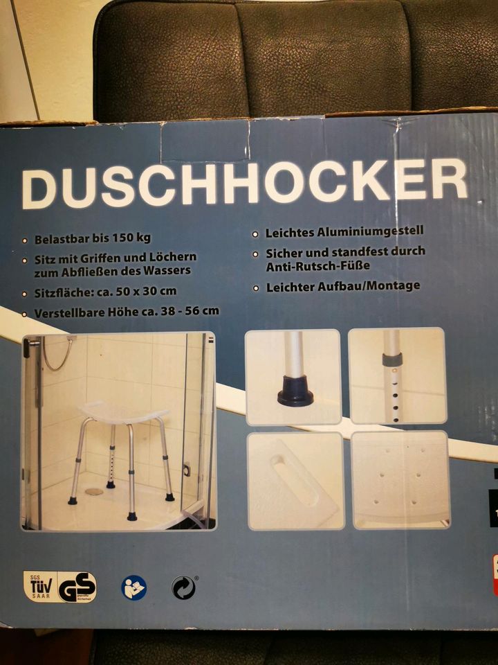 Duschhocker Sitz max. 150kg NEU Aluminiumgestell Senioren in Kassel