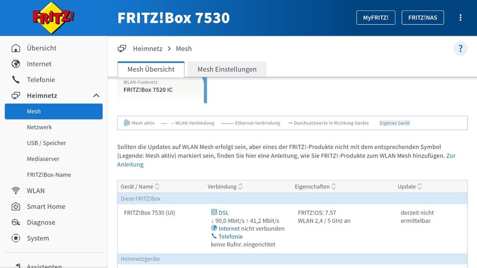 Fritzbox 7520 / 7530 Mesh Repeater OS 7.57 WPA3 VDSL Router in Langenstein