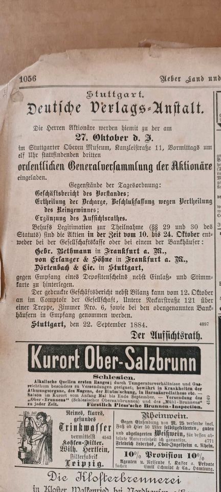 Ueber Land und Meer, Allgemeine illustrierte Zeitung 1884,Band 52 in Frankfurt am Main