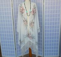 chiffon überwurf Print weiss fransen  42 44 46 48 50 Poncho Lagen Köln - Humboldt-Gremberg Vorschau