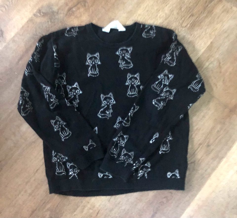 Süßer Pulli Katze Glitzer 134/140 H&M in Düsseldorf