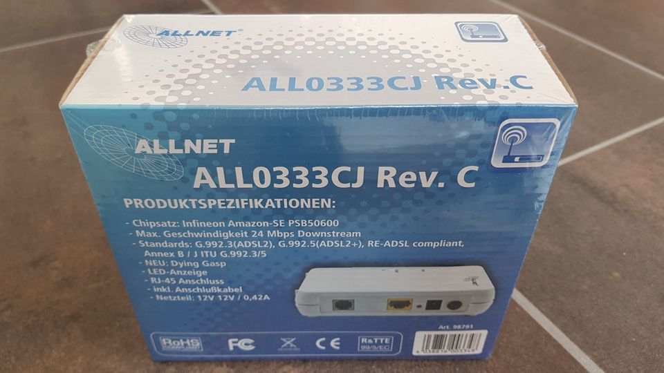 ALLNET ADSL2 Modem ALL0333CJ Rev. C DSL Internet in Ludwigshafen