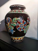 Vintage Keramik Vase signiert braun mit Blütendekor Berlin - Treptow Vorschau
