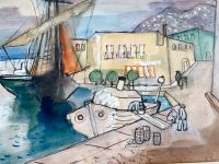 * STUDIE ENTWURF AQUARELL HEINRICH HEUSER 1887-1967 HAFEN VON IS Berlin - Charlottenburg Vorschau