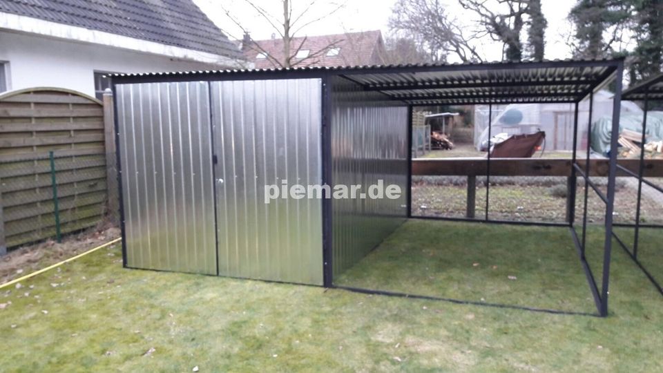 Blechgarage 6x3x2,14m mit Carport Gerätehaus mit Aufbau / 9334! in Schwäbisch Hall