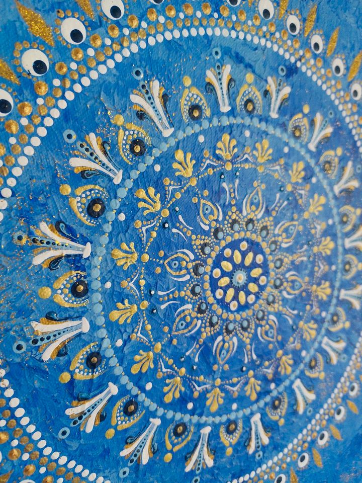 Handmade Bild Mandala dot painting Punktmalarei 40x40 in Löchgau