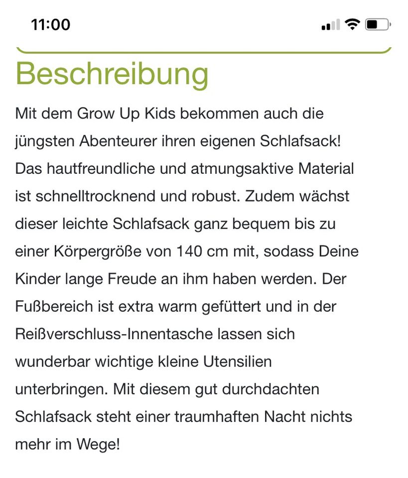 Schlafsack Kinder Jack Wolfskin Grow Up Kids wie NEU! in Düsseldorf
