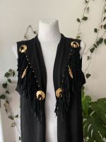 Boho Kimono Designer Strickjacke ohne Ärmel mit golden Federn Berlin - Treptow Vorschau