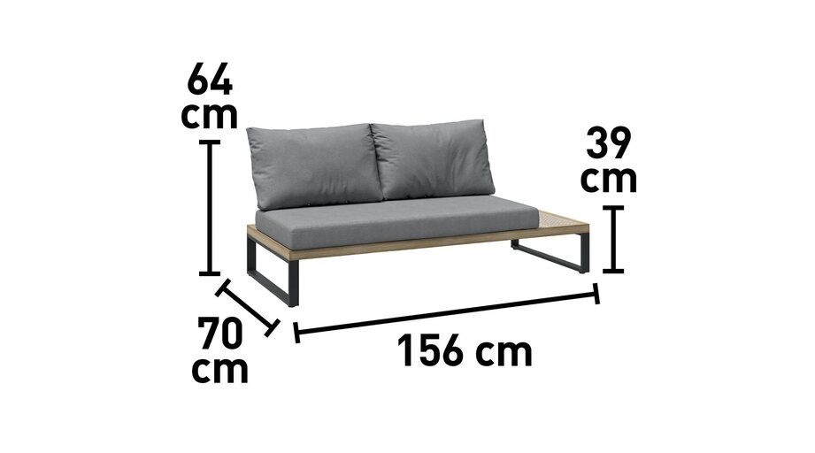 Lounge-Set Calora 3-teilig aus Rattangeflecht und Aluminium Grau in Pfullingen