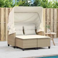 Gartensofa 2-Sitzer mit Dach und Hockern Beige Poly Rattan Bett Hessen - Weilburg Vorschau