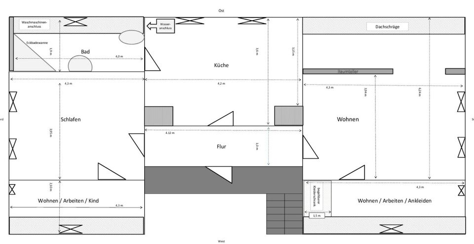 Charmante 3-Zimmer-Dachgeschosswohnung mit Einbauküche in Planitz in Zwickau