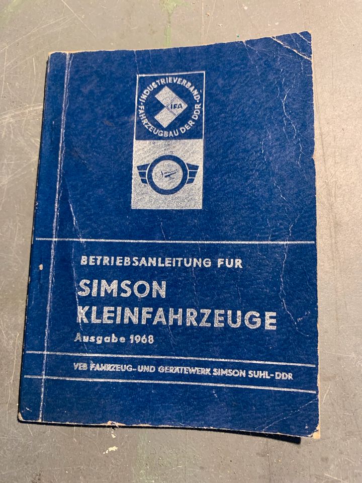 Betriebsanleitung Simson Ausgabe 1968 in Oranienburg