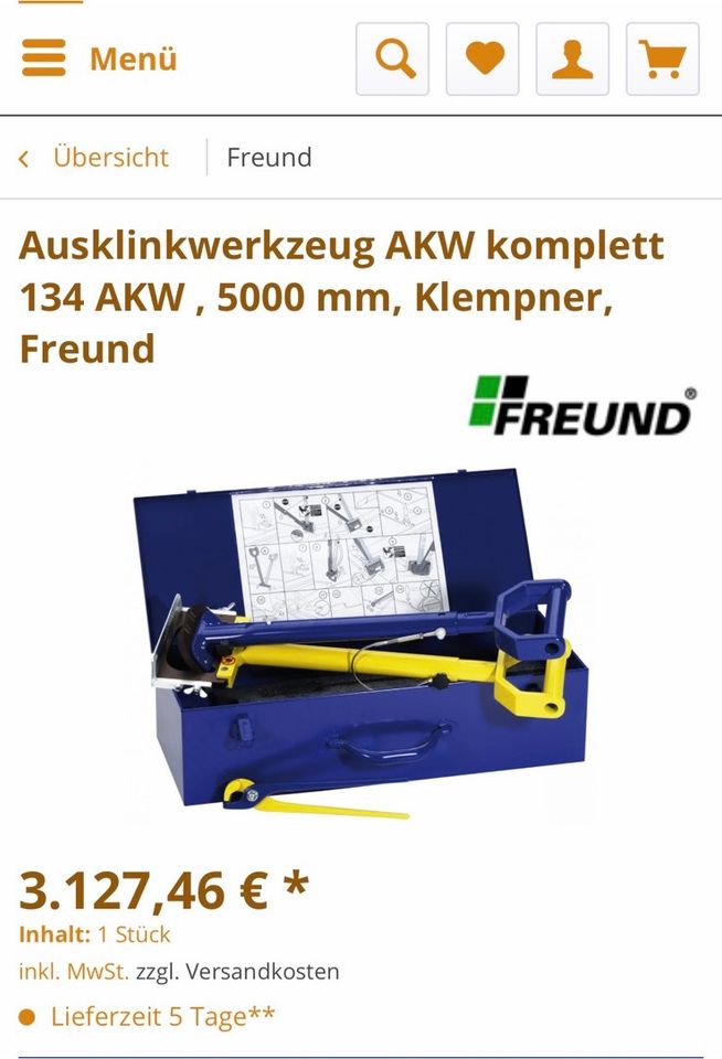 Freund Ausklinkwerkzeug AKW 134, Dachdecker, Klempner,Traufstanze in Bornheim