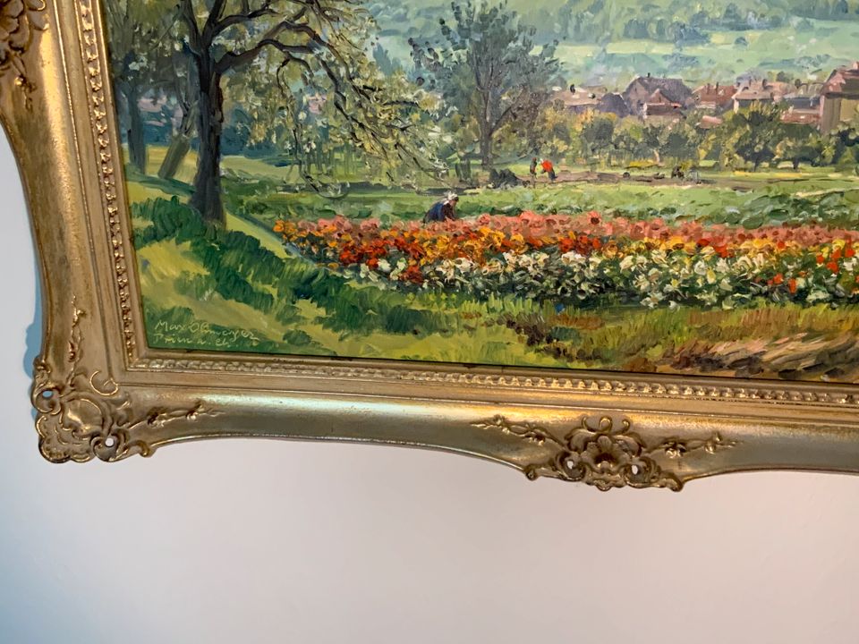 Ölgemälde Max Ohmayer "Tulpenblüte in Gönningen" in Wannweil