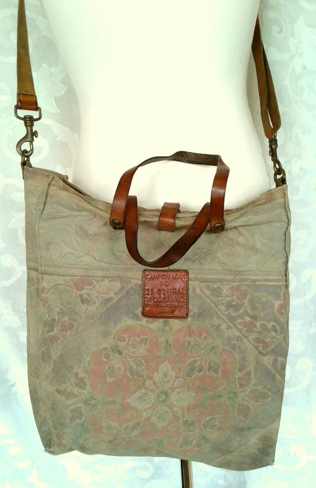 Campomaggi Design Leder-Tasche Canvas Stoff-Beutel Shopper braun in Berlin