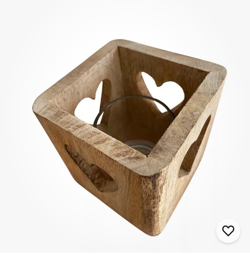 2 x 6 oder 12 Windlichter Mango - Holz mit Glas und Herz NEU OPV in Helsa