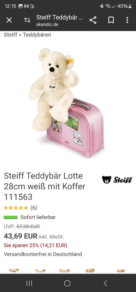 Steiff Teddybär Lotte im Koffer Neu in Lengerich