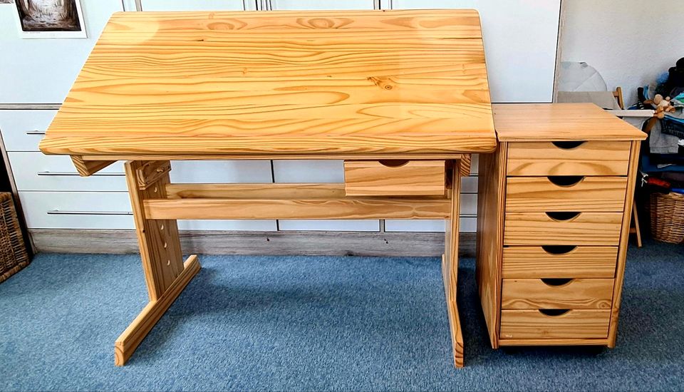 Schreibtisch mit Schubladen Schrank für Kinder Holz in Adorf-Vogtland