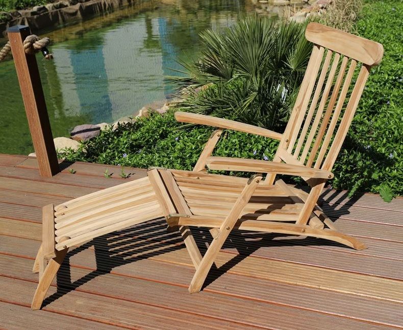 Teak-Deckchair, natur, unbehandelt in Wiefelstede