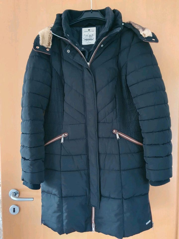 TOM TAILOR Damen Mantel Winter schwarz Gr.L Kapuze in Hof (Saale)