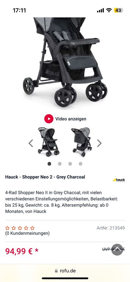 Kinderwagen Hauck, Zustand sehr gut in Mainz