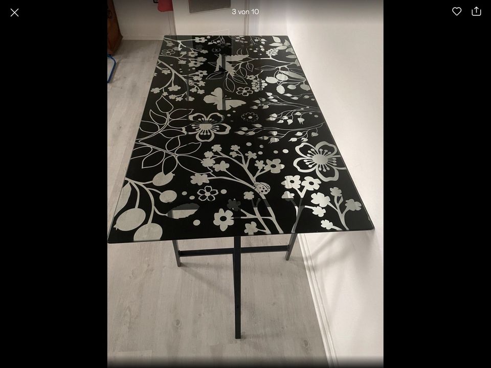 Ikea Schreibtisch mit Glasplatte in schwarzem Muster in Werther (Westfalen)
