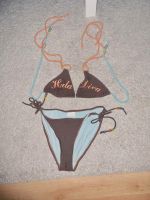 Hunkemöller Bikini 38 braun blau Orange Schriftzug Hula Diva Moha Berlin - Köpenick Vorschau