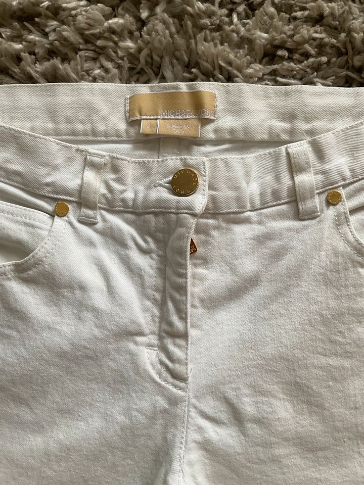 Michael Kors Damen Skinny Jeans weiß Gold Logo Gr. 4 US 36 Eur in Blieskastel