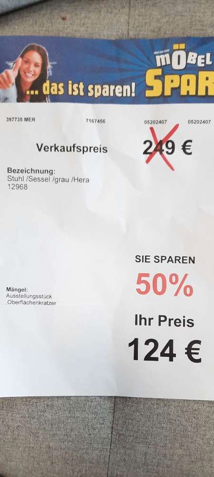 Stuhl-Sessel  grau ,statt 249€ in Merseburg