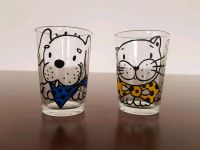 Zwei Trinkgläser Motiv Hund und Katze, 120 ml, Glas, blau, gelb Hannover - Vahrenwald-List Vorschau