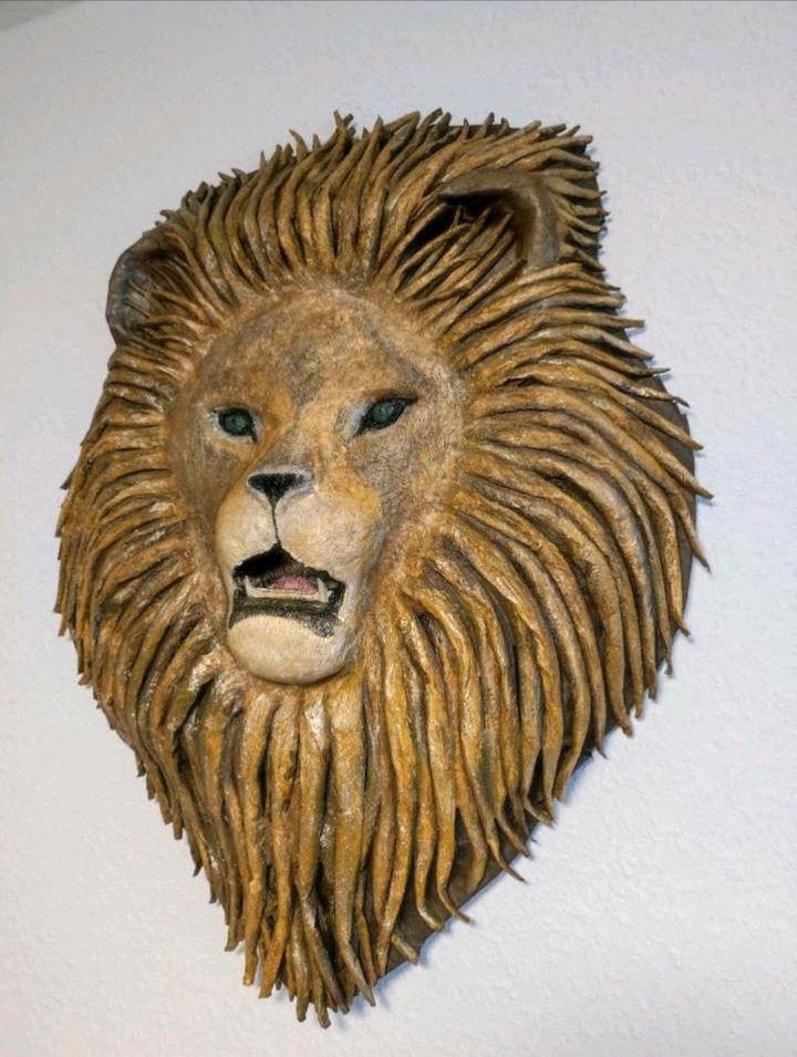 ❤️ Löwe - Wandbild 3D, Skulptur, Unikat, Afrika, Acryl, Pappmaché in Berlin